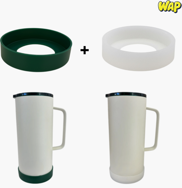 WAP 1+1 스타벅스 스탠리 텀블러 호환 단테 탱크 미끄럼방지 바닥커버, 1세트, 8cm 반투명+그린