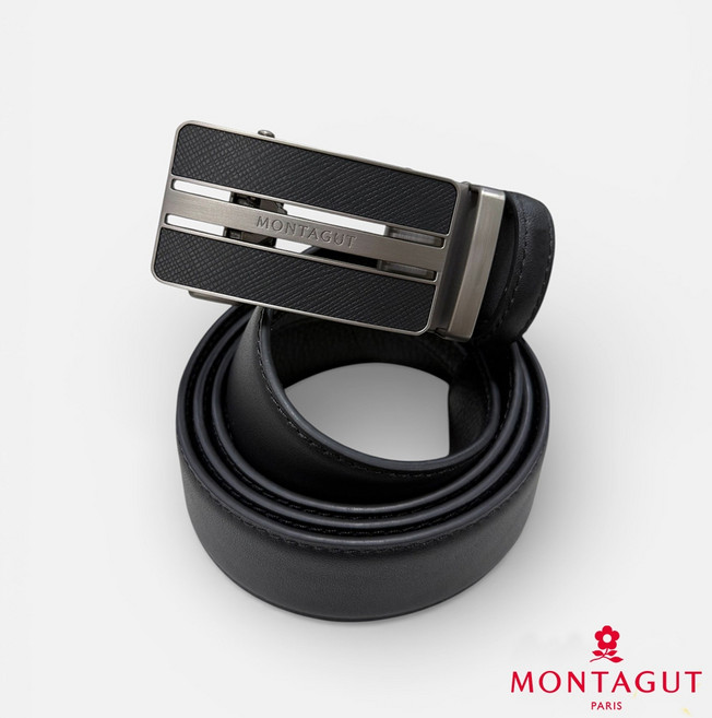 MONTAGUT 夢特嬌 時尚經典紳士頭層牛皮自動扣皮帶