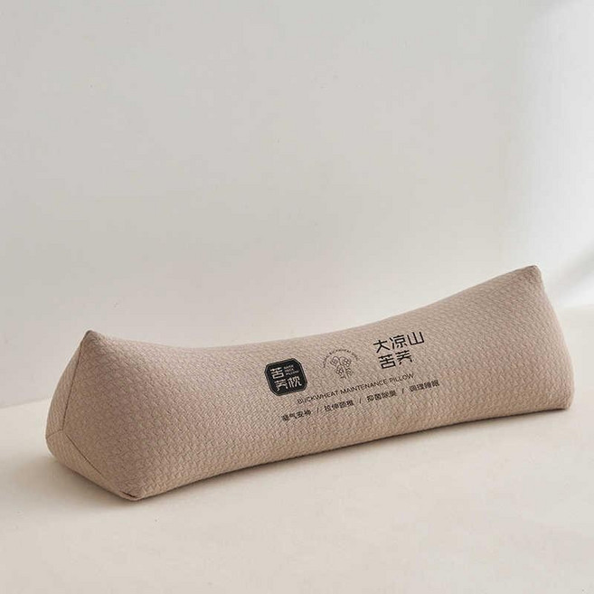 大涼山 苦荞 苦蕎三角枕 15x45cm 頸椎支撐 蕎麥殼填充 臥位伸展設計, 苦蕎三角枕-咖-15x45cm[單只裝], 1個