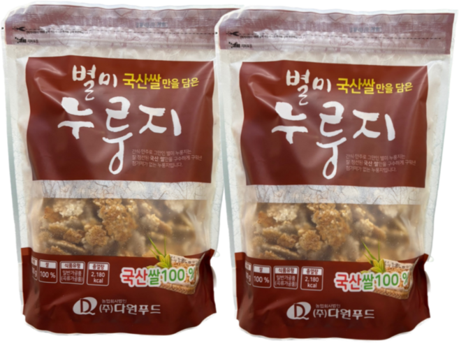[다원푸드] 국산 별미누룽지 600g*2봉, 2개, 600g
