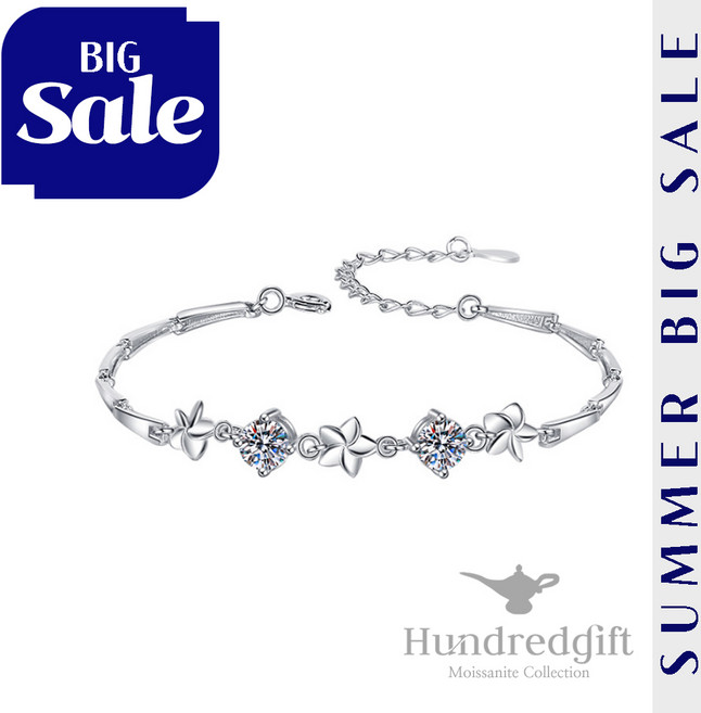 [헌드레드 기프트] 모이사나이트 팔찌 / 모조 다이아몬드 D컬러 S925 화이트골드 / 여자 주얼리 선물 추천 / BIG SALE