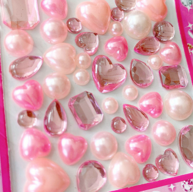 보석스티커 큐빅스티커 주얼리 접착 데코 스티커, 핑크, 1개, pink