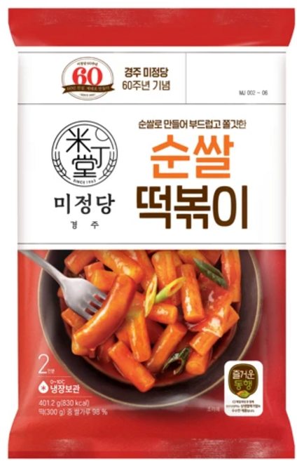 CJ제일제당 즐거운동행 미정당 순쌀떡볶이 401.2g 6개