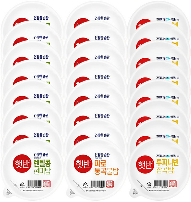 햇반190g(렌틸콩현미밥 + 파로통곡물밥 + 루피니빈잡곡밥), 190g, 24개