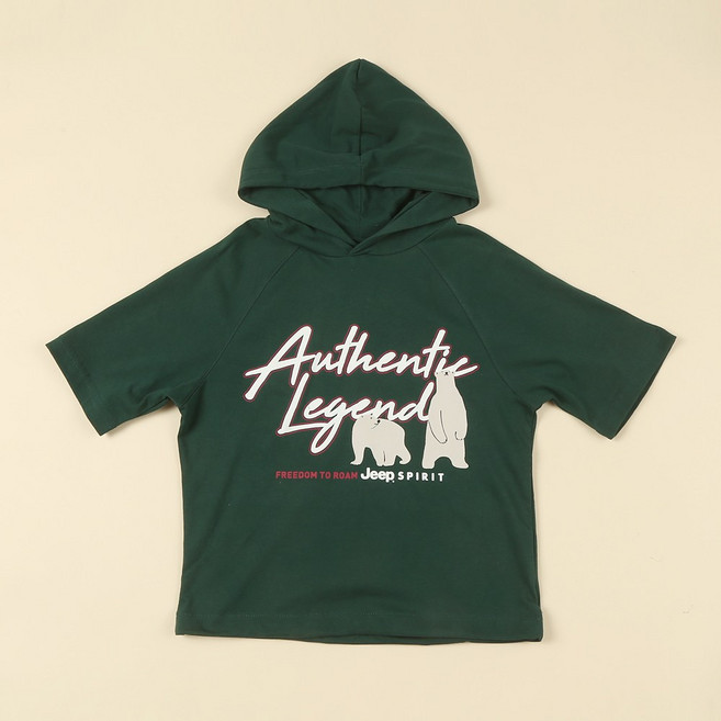 지프키즈 예쁜컬러 편한 착용감 귀여운 곰 두마리 반팔 후드 티셔츠 KN3THU044_부천점