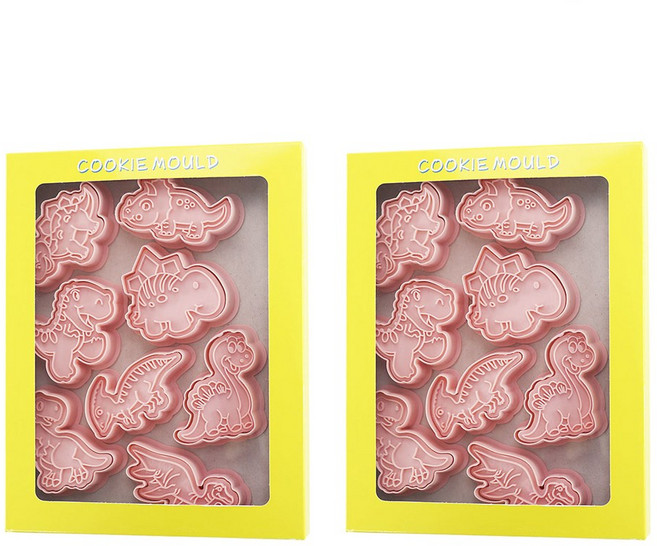 Mian Xiao Xin 비스킷 몰드 DIY 3D 입체 홈베이킹 도구 아이싱 쿠키스탬프 8종 세트 MX001, 공룡 B, 2개