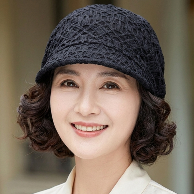 더토토리 H62 중년여성 레이스 여름 모자 두건