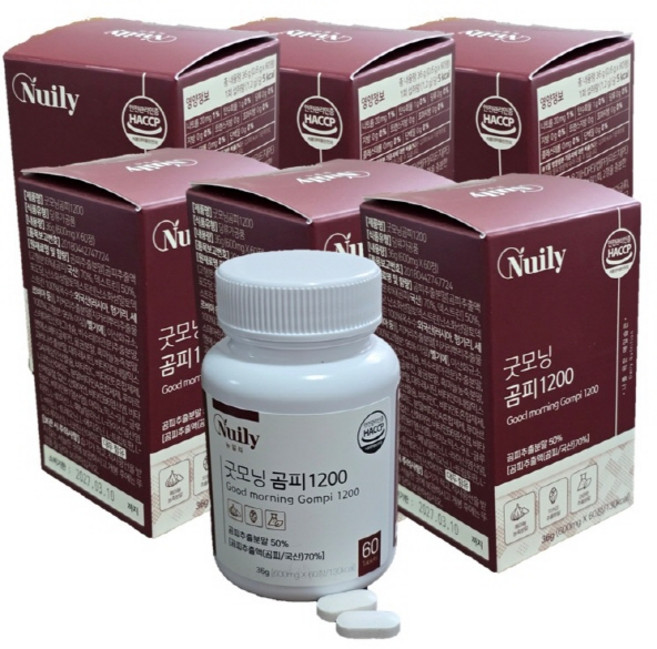 국내산 곰피 쇠미역 곰피추출분말 알긴산 칼륨등 풍부한 무기질 굿모닝곰피 1200 60정 한달분 흑마늘 야관문 베타글루칸 등 프리미엄부원료 7종 SPT영양제, 6세트