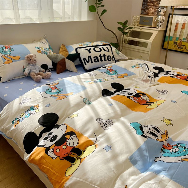 캐릭터 침구 세트 겨울 침대 차렵이불 싱글 더불 이불 커버, B. 디즈니랜드 G