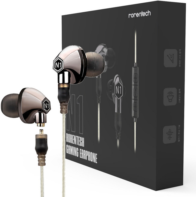 로랜텍 VJJB 프리미엄 인이어 이어폰, N1, 크롬블랙