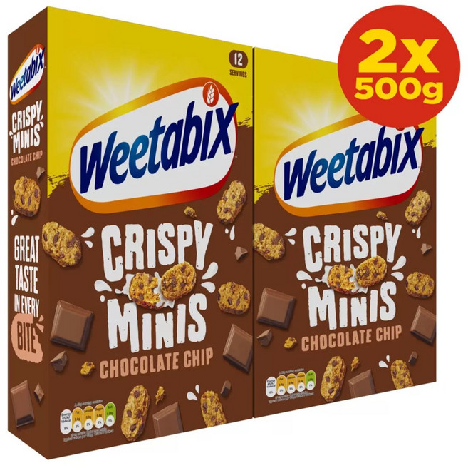 500g 2개 위타빅스 미니스 초콜렛 칩 시리얼 아침식사 간편아침식사 시리얼 Weetabix Minis Chocolate Chip