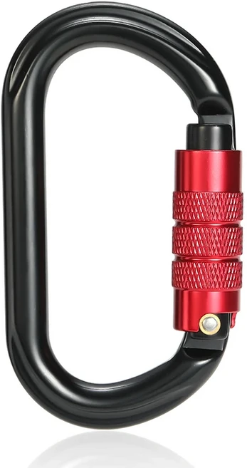 CLIWIZ 25KN 자동 안전 야외 알루미늄 장치 모양 항공 카라비너 등산, 7108TN Bla, 1개