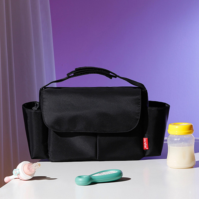 insular 정품 유모차 걸이형 베이직 다용도 가방, 블랙, 핸디형