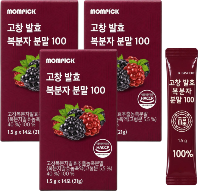 맘픽 고창 복분자분말 100%식약청인증 HACCP 정품, 3개, 14회분