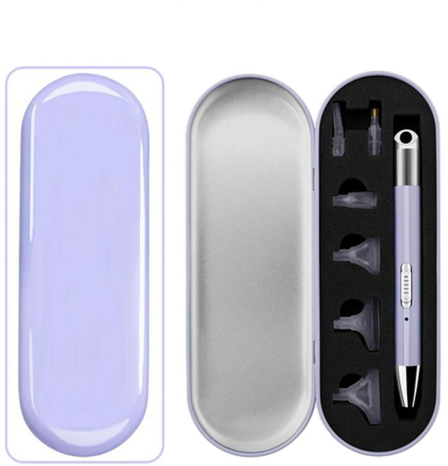 USB發光點鑽筆 十字繡貼鑽照明筆 鑽石畫工具, 1個, 香芋紫6件套 - 鐵盒裝