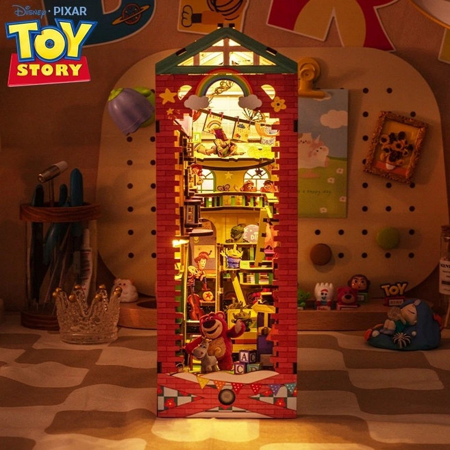 DIY 미니어처 하우스 북엔드 북눅, A. 토이 스토리 책꽂이 조명 포함