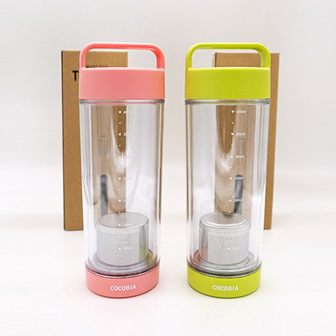 스마트 에코 티 텀블러 480ml 이중진공 휴대용 보틀 스텐필터 포함, 핑크, 1개