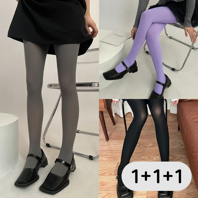 에리페 여성용 단색 컬러풀 고탄력 팬티 스타킹 3P