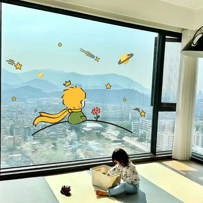 래미리아 힐링 아이템 어린 왕자와 장미 정전기 스티커, 어린 왕자 & 장미