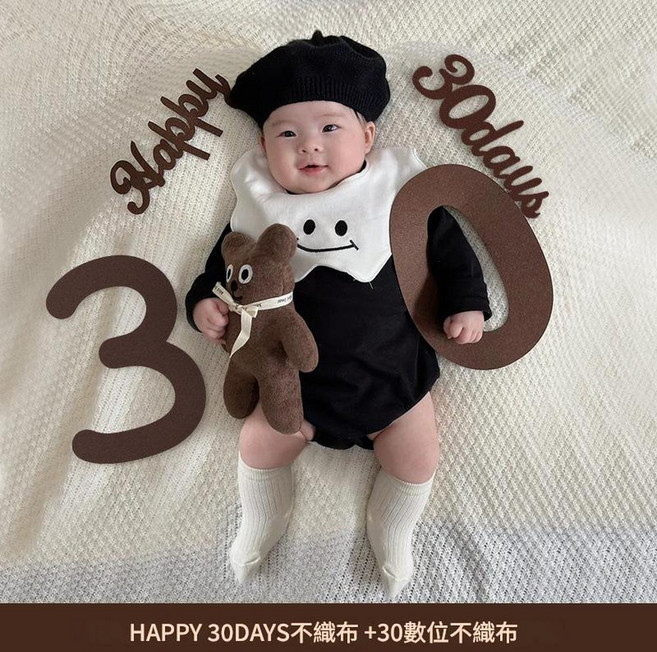 寶寶拍照道具 100天生日佈置, 滿月快樂 30數字套裝, 1個