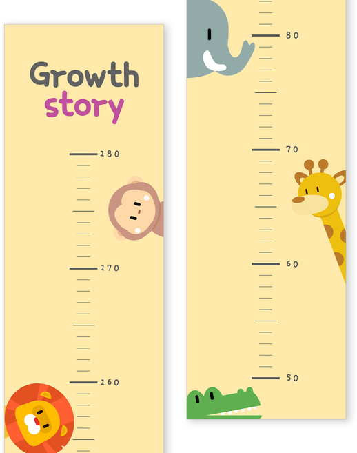 애드바이브 유아부터 성인까지 키재기 자 포스터 동물원, 옐로우