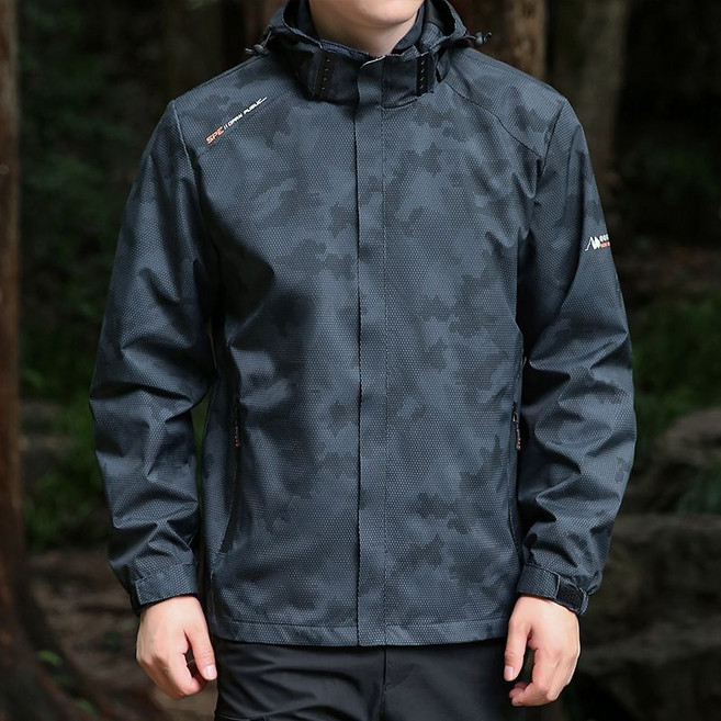 패션 남성 바람막이 봄가을 빅사이즈 남자 방수 자켓 탈부착 후드 점퍼 간절기 남성복 아우터 YJW