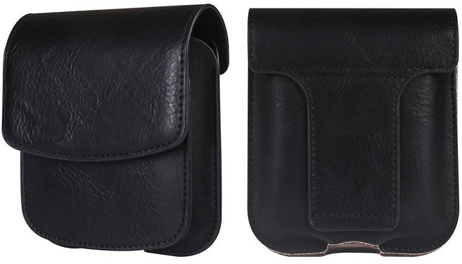 삼성 갤럭시 Z 플립 7 6 5 4 3 2 1과 호환되는 가죽 폰 벨트 클립 파우치 휴대폰 케이스 마그네틱 웨이스트 패니 팩 범백 모토로라 레이저 5G/Razr 40 50 6, 블랙