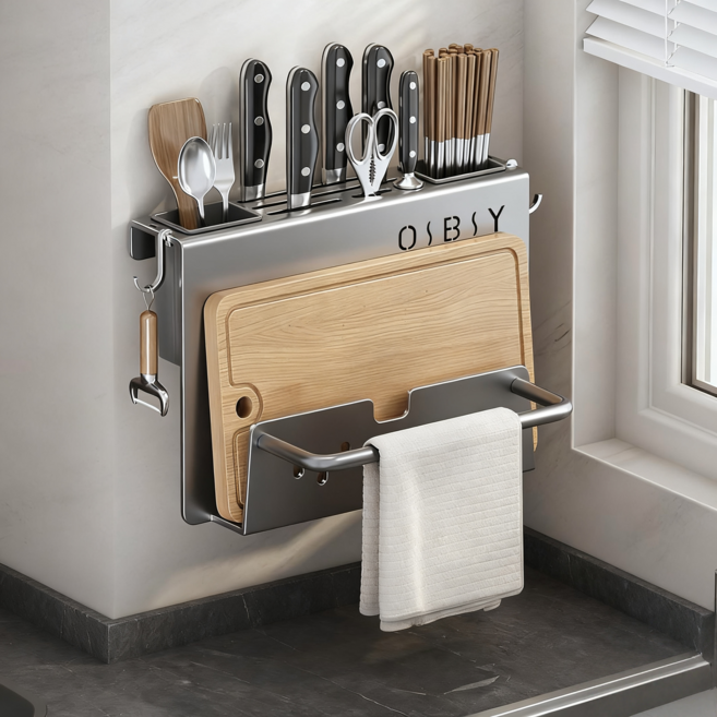 YAPOGI 주방 통풍 설치 없는 조리도구 칼꽃이 수저 정리대 칼거치대 칼꽂이, 1개, 그레이