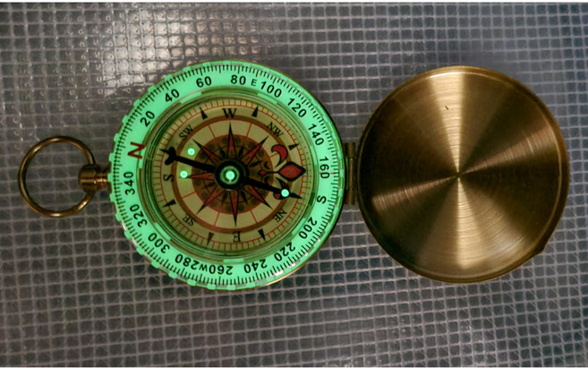 클래식 등산나침반 전문가용 야광나침반 캠핑 백패킹 축광식 나침판, 골드 전문가용 야광나침반, 1개