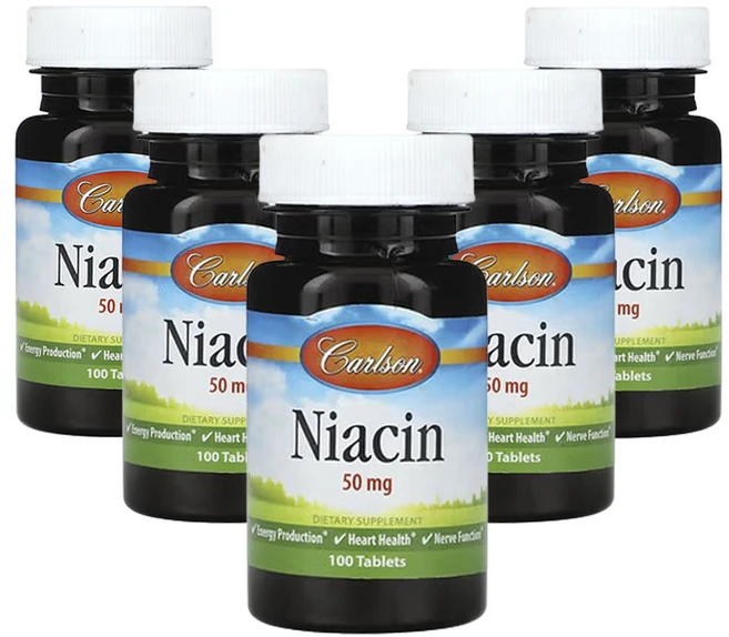 칼슨 니아신 50mg 100정, 5병 - 쿠팡