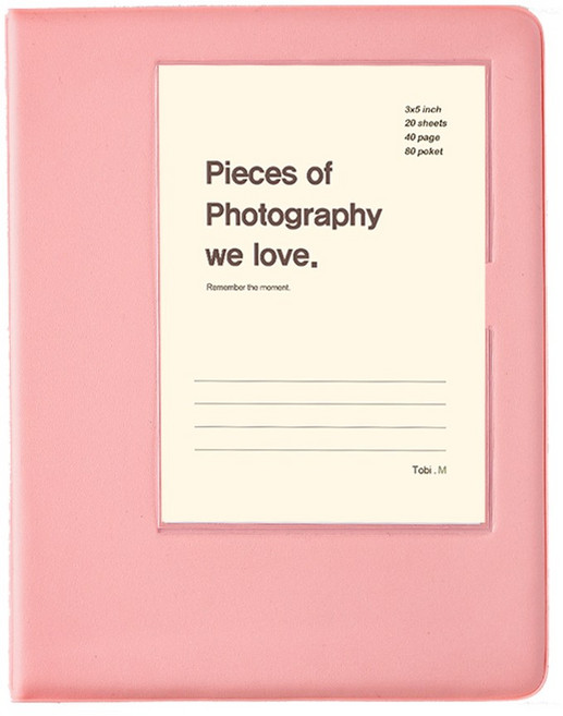 문구백서 3X5 사진 포켓 앨범 포켓식 포토 포카바인더 콜렉트북 티켓북, 백지, 핑크