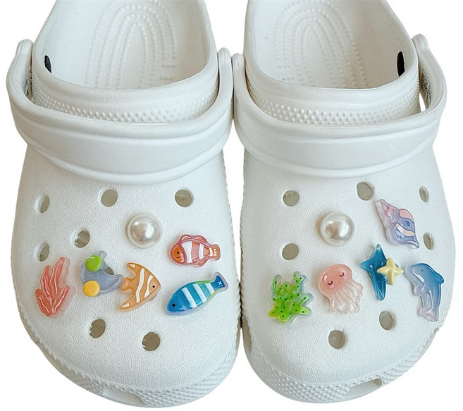 아기자기 바다 동물들 해파리 물고기 신발꾸미기 파츠 12P 세트