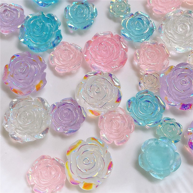 오로라 장미꽃 로즈파츠 탑꾸데코덴 폰케이스포카악세사리 재료, S 10mm오로라(낱개), 화이트(PL05-6), 1개