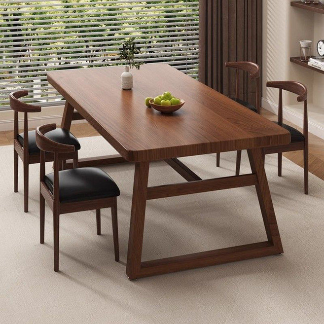 4/6인용 빈티지 직사각형 식탁 테이블 카페 의자 세트, 테이블 + 의자*4, B