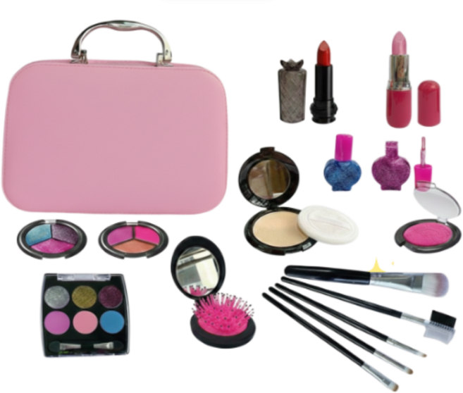 유 아동 장난감 선물 화장놀이 소꼽놀이 메이크업 박스, 1개, 핑크 가방