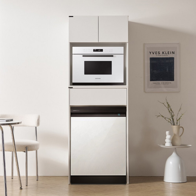 블랑누보 모덴 식기세척기 수납장 빌트인 주방 틈새 서랍형 식세기장 680, 화이트, 화이트