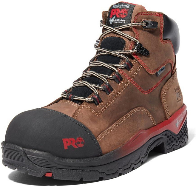 TimberlAND & PRO 남성용 Bosshog 15.2cm(6인치) 합성 안전 발가락 펑크 방지 방수 산업용 작업 부츠 브라운/오렌지-2024 신제품 146277