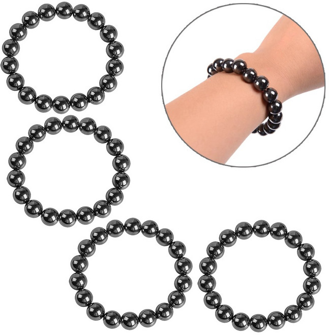 [4개 묶음] 자석팔찌 NO.12 2P+2P 알크기 10mm 패션 구슬 메탈 자석 팔찌 발찌 마그네틱 선물 남녀공용