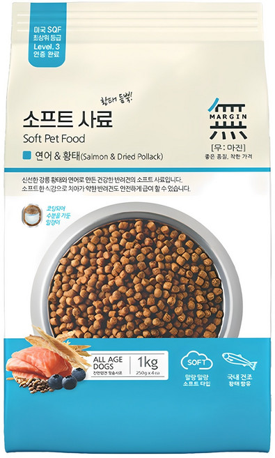 무마진 전연령 강아지 소프트사료, 연어+황태, 1kg, 1개