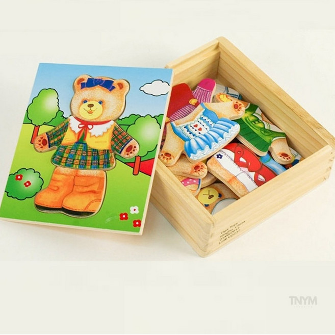 원목 옷입히기퍼즐 꼬마곰순이 원목퍼즐세트