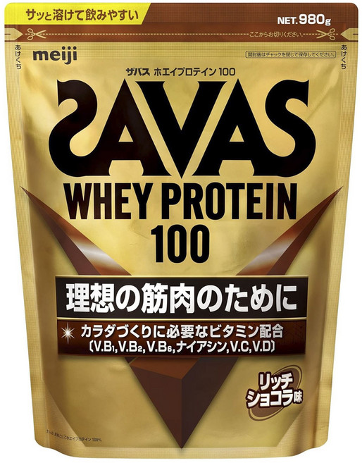 明治 SAVAS 乳清蛋白 100 濃鬱巧克力口味 980g, 1個