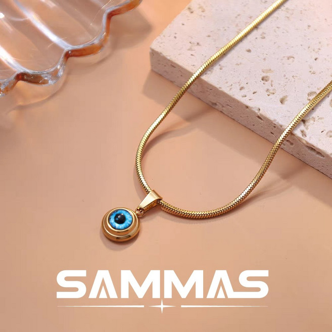 SAMMAS 天使之眼 項錬 蛇骨錬 鈦鋼項鍊 男生項鍊 女生項鍊 嘻哈項鍊 鋼鍊 項鏈 百搭 蛇骨素錬 個性項鍊