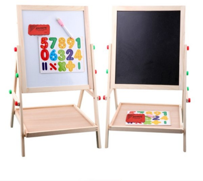유아 아기 칠판 자석 화이트 보드 양면, 우드, 1개