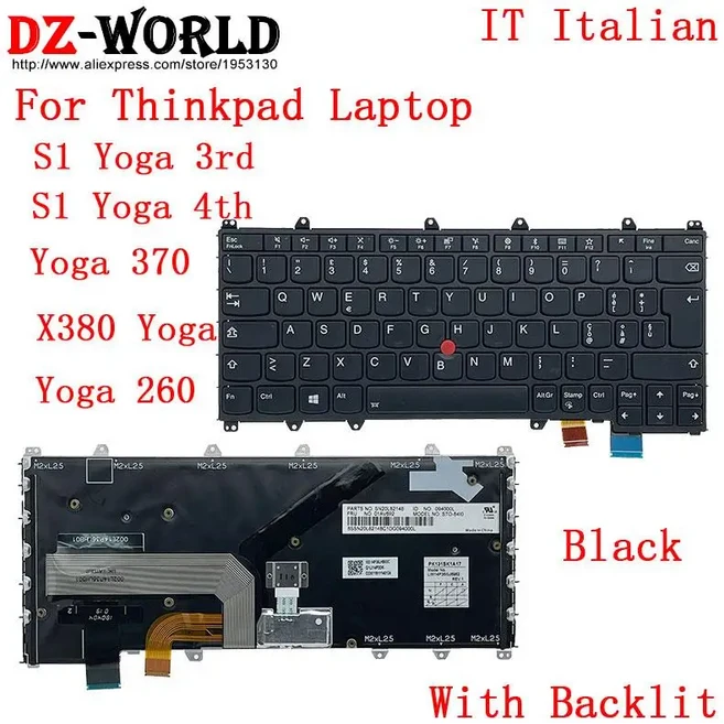 PT IT BR FR CFA BE CFB Lenovo Thinkpad X380 Yoga 370 S1 4th AZERTY 용 포르투갈어 캐나다어 프랑스어