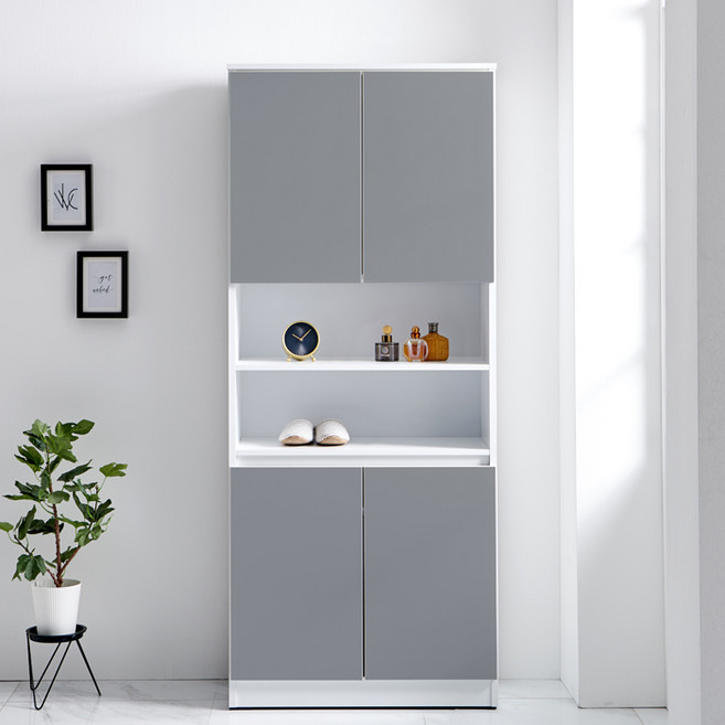 히트 LPM 하이그로시 800 대형 아파트 현관 키큰 높은 수납 신발장 선반, 다크그레이, 다크그레이