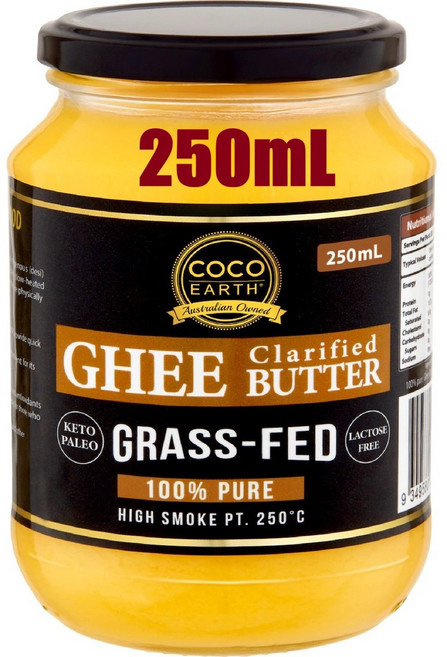[호주정품직구] 코코어스 목초방목 천연 기버터 Coco Earth Ghee Butter Grass-Fed 100% Pure, 1개, 250ml