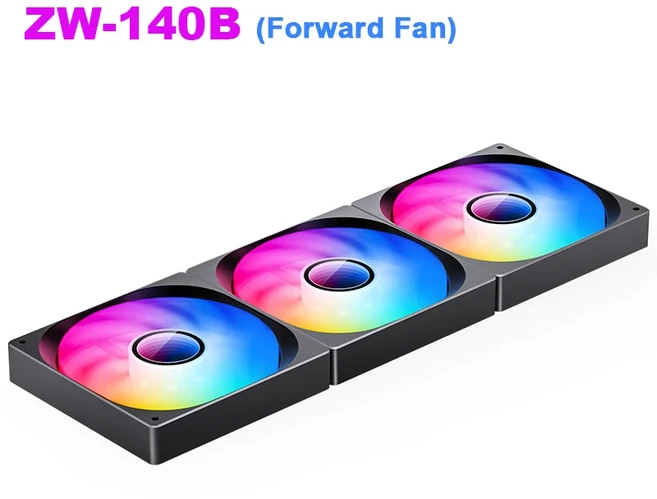 호환 JONSBO ZW-140 ARGB 케이스 팬 14CM 무선 접합 결합 팬 PWM 3 IN 1 정방향/역방향 냉각 팬, 03 ZW-140B, 01 기타, 03 ZW-140B
