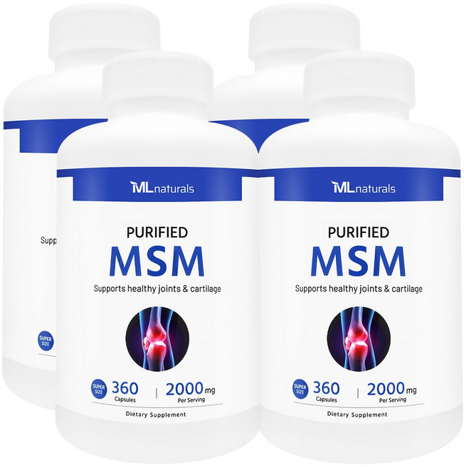 [미국빠른직구] 신제품 마이라이프 내추럴스 식이유황 MSM 2000mg (수퍼사이즈), 360정, 4개