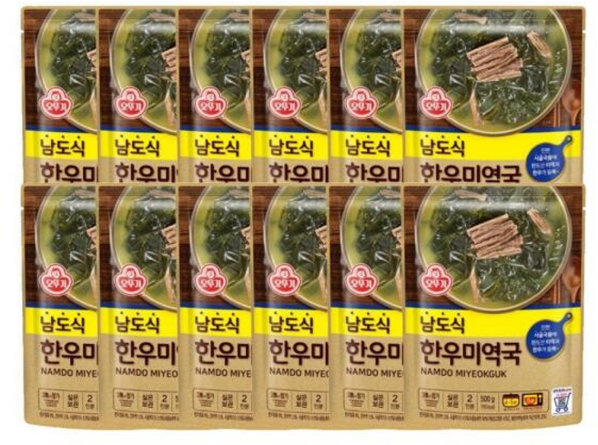 오뚜기 남도식 한우미역국 간편식 간단요리 캠핑음식, 12개, 500g