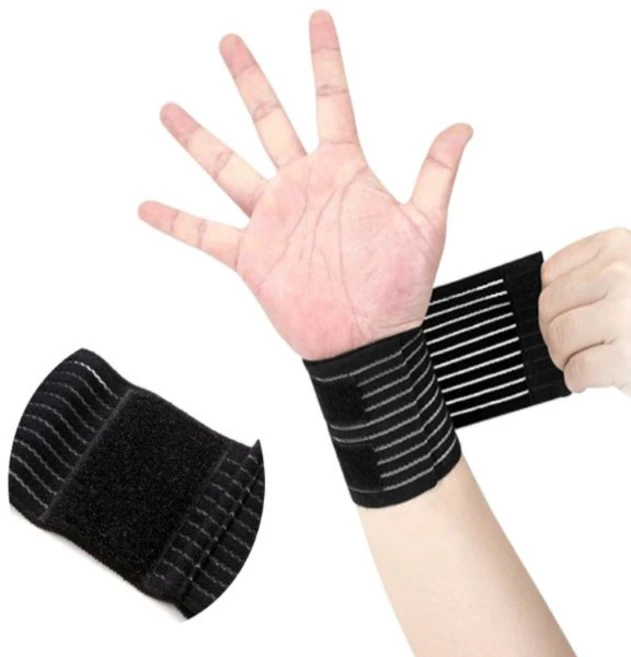 압박조절 밴드형 벨크로 스트랩 부상방지 손목보호대 4P, 블랙 - 쿠팡